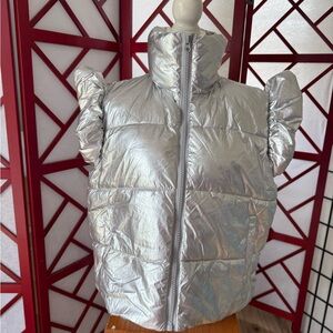 Simply Southern Metallic Silver Puffer Vest